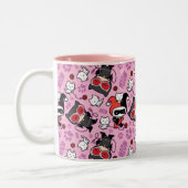Chibi Catwoman, Harley Quinn, en Kittens Pattern Tweekleurige Koffiemok (Links)