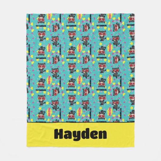 Chibi Catwoman Pattern Fleece Deken (Voorkant)