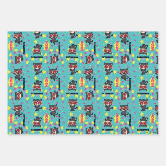 Chibi Catwoman Pattern Inpakpapier Vel (Voorkant)