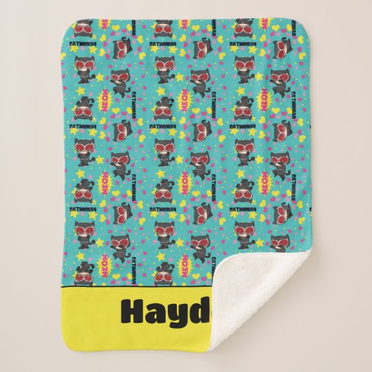 Chibi Catwoman Pattern Sherpa Deken (Voorkant)