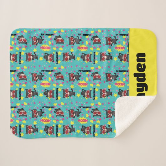 Chibi Catwoman Pattern Sherpa Deken (Voorkant (horizontaal))