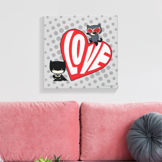 Chibi Catwoman Pounce op Batman 2 Canvas Afdruk (Insitu (Woonkamer))