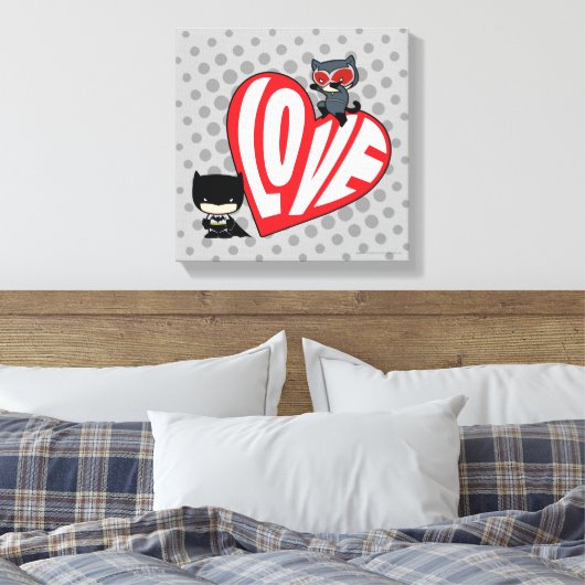 Chibi Catwoman Pounce op Batman 2 Canvas Afdruk (Insitu (Slaapkamer))