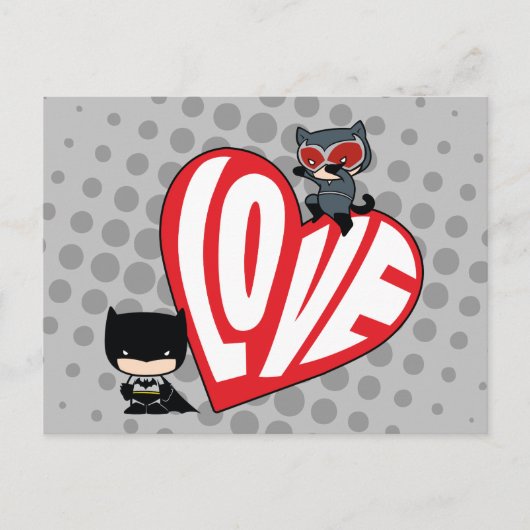 Chibi Catwoman Pounce op Batman Briefkaart (Voorkant)
