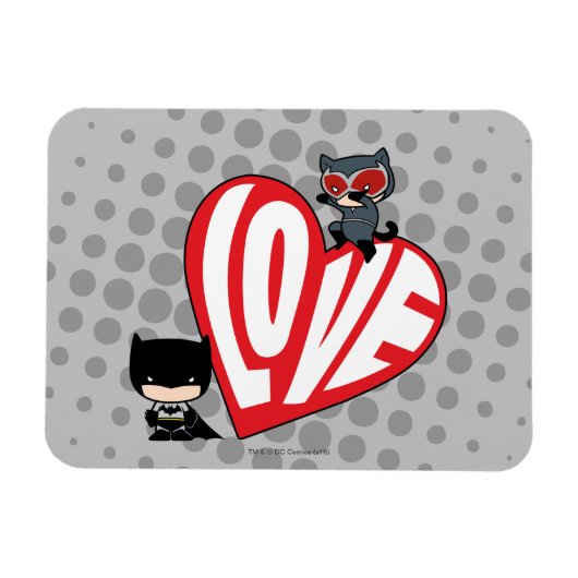 Chibi Catwoman Pounce op Batman Magneet (Horizontaal)