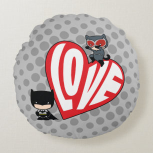 Chibi Catwoman Pounce op Batman Rond Kussen