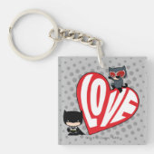 Chibi Catwoman Pounce op Batman Sleutelhanger (Voorkant)