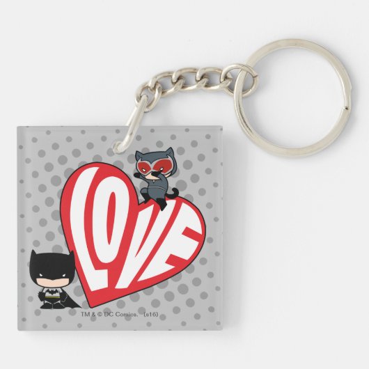 Chibi Catwoman Pounce op Batman Sleutelhanger (Achterkant)