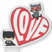 Chibi Catwoman Pounce op Batman Sticker (Voorkant)