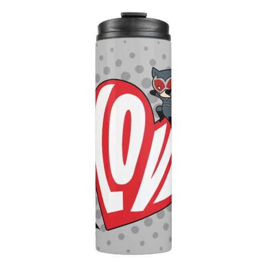 Chibi Catwoman Pounce op Batman Thermosbeker (Voorkant)