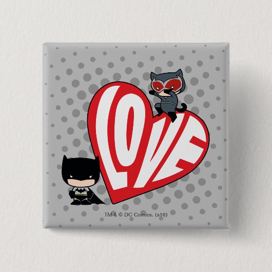 Chibi Catwoman Pounce op Batman Vierkante Button 5,1 Cm (Voorkant)