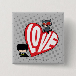 Chibi Catwoman Pounce op Batman Vierkante Button 5,1 Cm