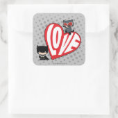 Chibi Catwoman Pounce op Batman Vierkante Sticker (Tas)