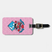 Chibi Catwoman Sitting Atop Large Diamond Bagagelabel (Voorkant horizontaal)