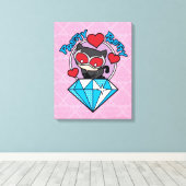 Chibi Catwoman Sitting Atop Large Diamond Canvas Afdruk (Insitu (Houten vloer))