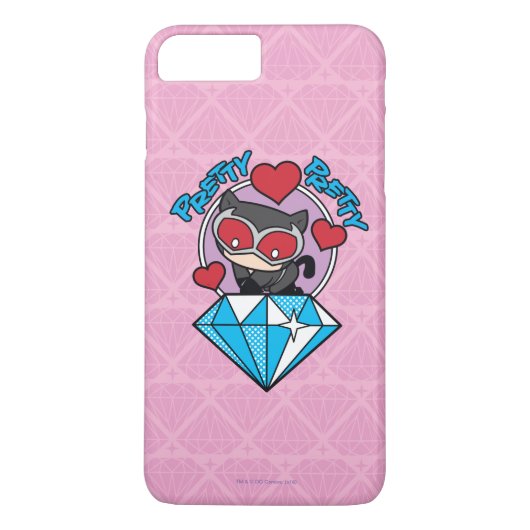Chibi Catwoman Sitting Atop Large Diamond Case-Mate iPhone Case (Achterkant)