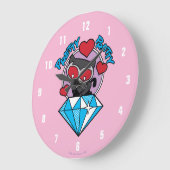Chibi Catwoman Sitting Atop Large Diamond Grote Klok (Hoek)