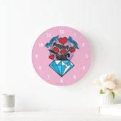 Chibi Catwoman Sitting Atop Large Diamond Grote Klok (Huis)