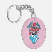 Chibi Catwoman Sitting Atop Large Diamond Sleutelhanger (Voorkant Links)