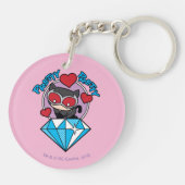 Chibi Catwoman Sitting Atop Large Diamond Sleutelhanger (Achterkant)