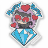 Chibi Catwoman Sitting Atop Large Diamond Sticker (Voorkant)
