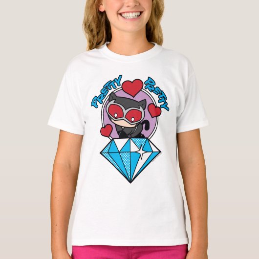 Chibi Catwoman Sitting Atop Large Diamond T-shirt (Voorkant)