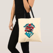 Chibi Catwoman Sitting Atop Large Diamond Tote Bag (Voorkant (product))