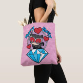 Chibi Catwoman Sitting Atop Large Diamond Tote Bag (Dichtbij)