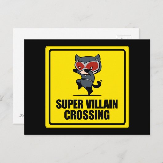 Chibi Catwoman Super Villain Crossing Sign Briefkaart (Voorkant / Achterkant)