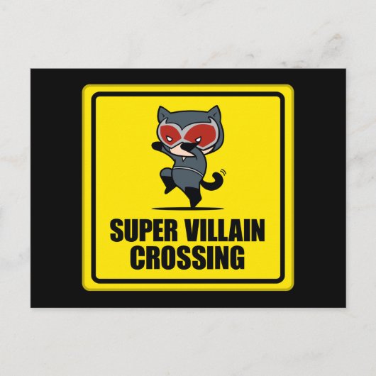 Chibi Catwoman Super Villain Crossing Sign Briefkaart (Voorkant)