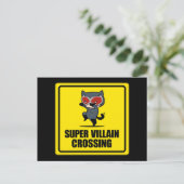 Chibi Catwoman Super Villain Crossing Sign Briefkaart (Staand voorkant)