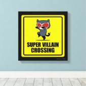 Chibi Catwoman Super Villain Crossing Sign Canvas Afdruk (Insitu (Houten vloer))