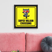 Chibi Catwoman Super Villain Crossing Sign Canvas Afdruk (Insitu (Woonkamer))