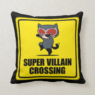 Chibi Catwoman Super Villain Crossing Sign Kussen