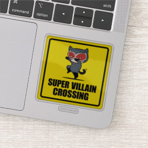 Chibi Catwoman Super Villain Crossing Sign Sticker