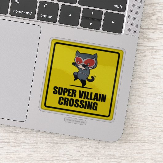 Chibi Catwoman Super Villain Crossing Sign Sticker (Detail)