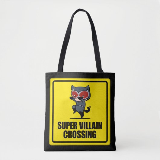 Chibi Catwoman Super Villain Crossing Sign Tote Bag (Voorkant)