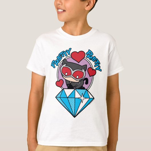 Chibi Catwoman zittend bovenop een grote diamant T-shirt (Voorkant)