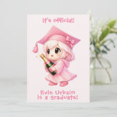 🍾🎓Chibi Champagne Celebration Announcement Kaart (Staand voorkant)