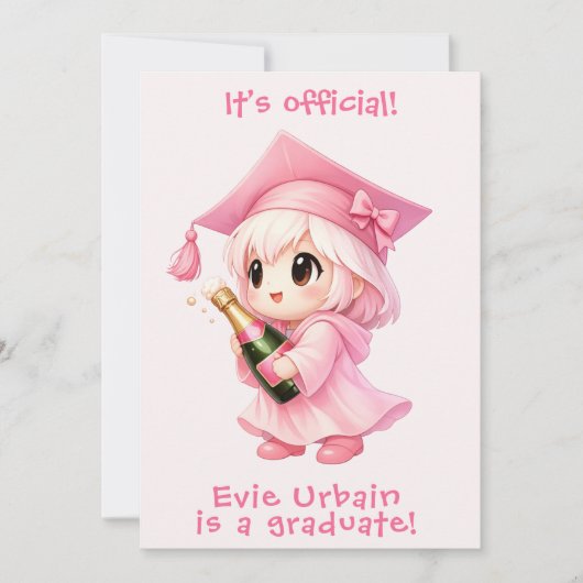🍾🎓 Chibi Champagne Feest Aankondiging (Voorkant)