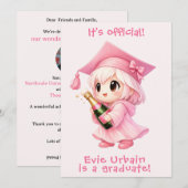 🍾🎓 Chibi Champagne Feest Aankondiging (Voorkant / Achterkant)