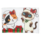 Chibi Christmas Cats with Presents Kussensloop (Voorkant)