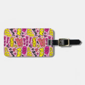 Chibi Comic Phrases en Logos Pattern Bagagelabel (Voorkant horizontaal)