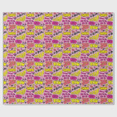 Chibi Comic Phrases en Logos Pattern Cadeaupapier (Vlak)