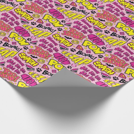 Chibi Comic Phrases en Logos Pattern Cadeaupapier (Hoek)