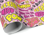 Chibi Comic Phrases en Logos Pattern Cadeaupapier (Rol Hoek)