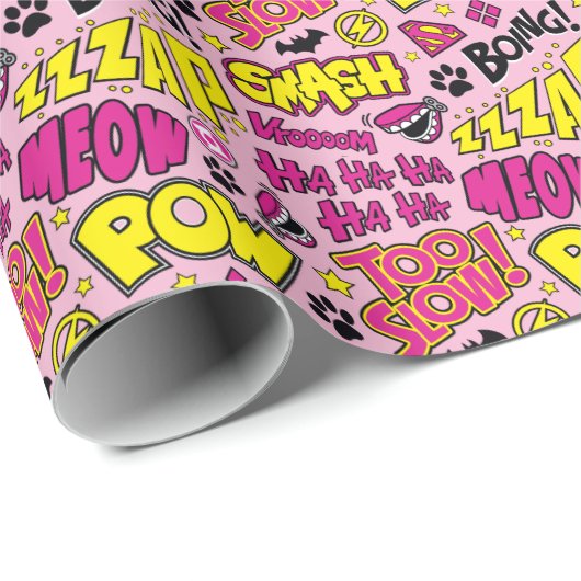 Chibi Comic Phrases en Logos Pattern Cadeaupapier (Rol Hoek)