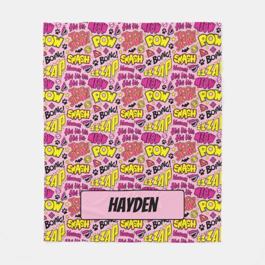Chibi Comic Phrases en Logos Pattern Fleece Deken (Voorkant)