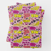 Chibi Comic Phrases en Logos Pattern Inpakpapier Vel (In situ)