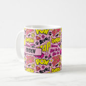 Chibi Comic Phrases en Logos Pattern Koffiemok (Voorkant links)